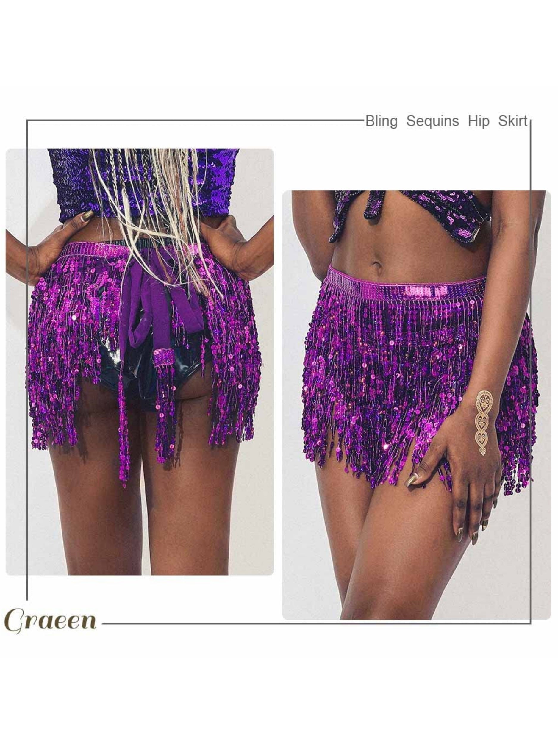Golden Sequin Fringe Mini Skirt with Adjustable Waistband - Sexy Glamorous Party Dress for Nightclub, Disco, and Festive Occasions - 100% Polyester, Loose Fit, Hand Wash Only